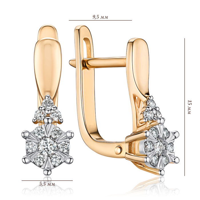 Золотые серьги с бриллиантами. Артикул 807091/14/1/9082