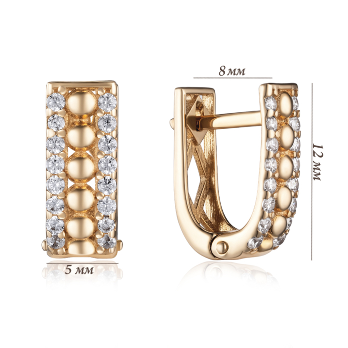 Золотые серьги с фианитами. Артикул Р-EY03019-E/01/1