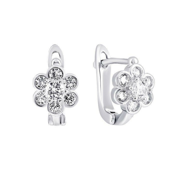 Срібні сережки Квіти з фіанітами. Артикул UG51EA91835-CZ
