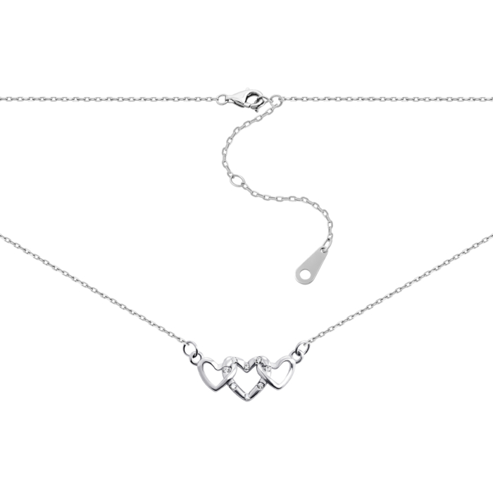 Серебряное колье Сердца с фианитами. Артикул UG51NE55679-CZ