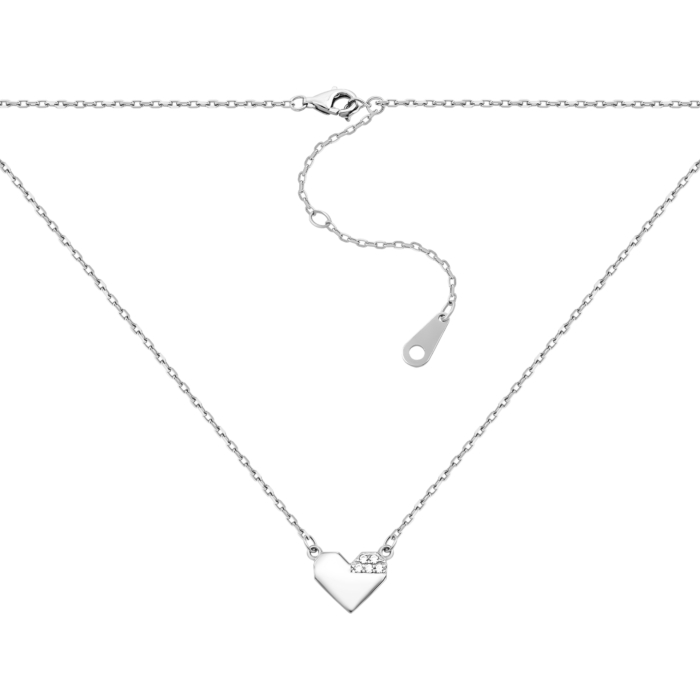 Срібне кольє Серце з фіанітами. Артикул UG51NE56546