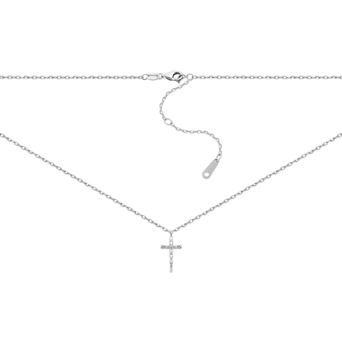 Серебряное колье Крестик с фианитами. Артикул UG51NE58186-CZ