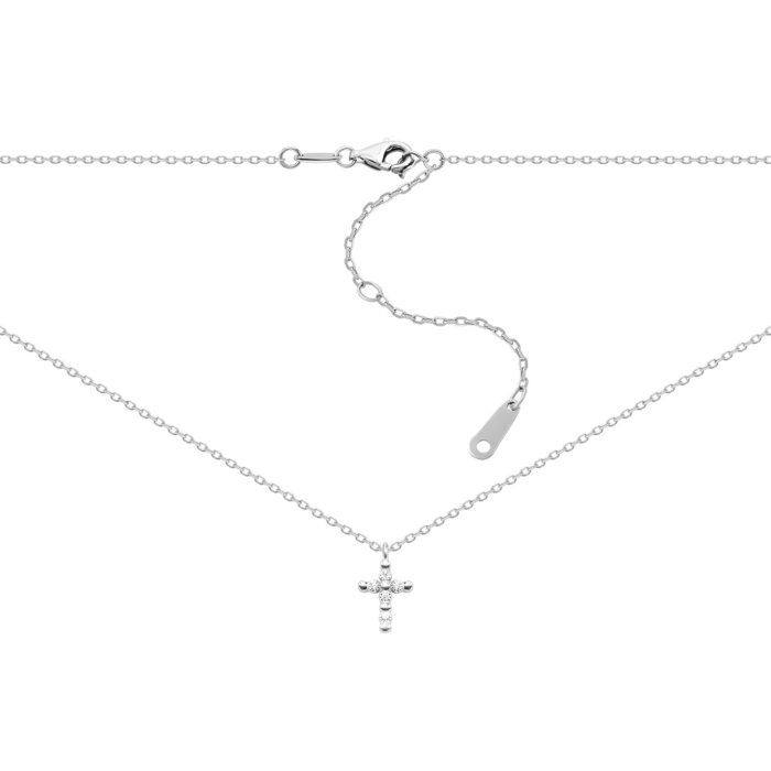 Серебряное колье Крестик с фианитами. Артикул UG51NE58192-CZ