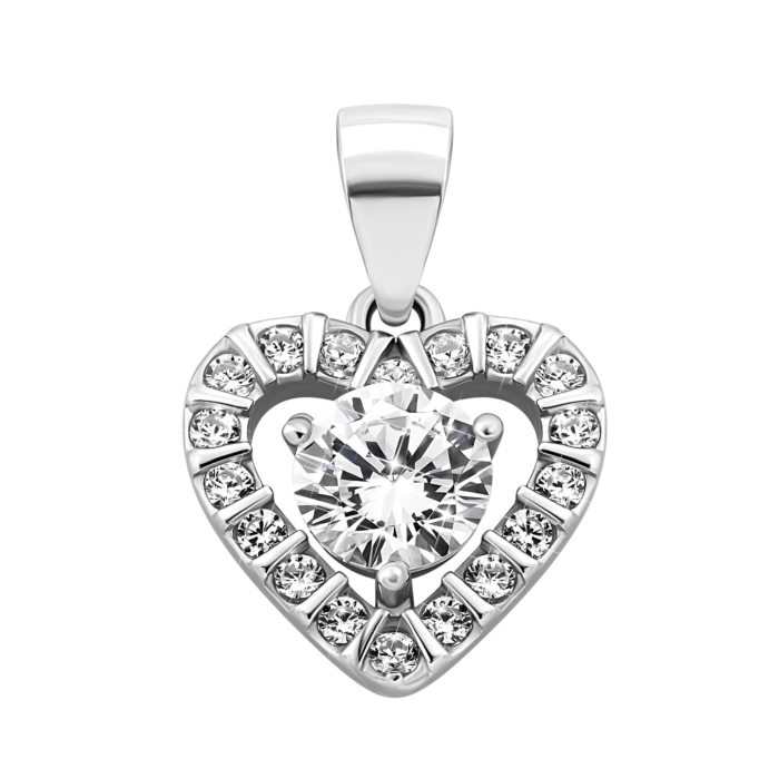 Срібна підвіска Серце з фіанітами. Артикул UG51PE78502-CZ