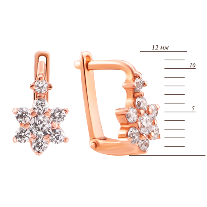 Золоті сережки Квіти з фіанітами. Артикул UG5200005/01/00/0016