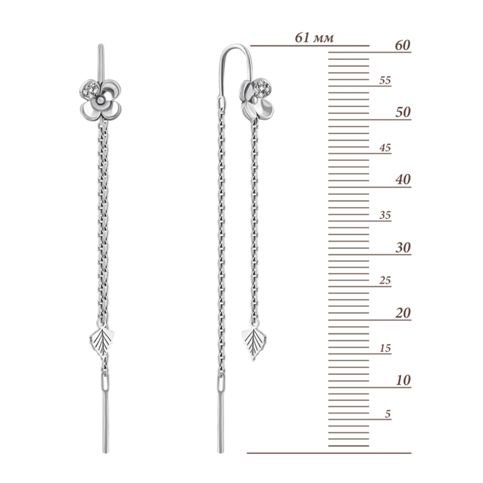 Золотые серьги-протяжки с бриллиантами. Артикул UG5ЗК2012/1