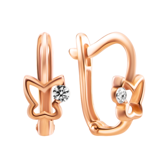 Золотые серьги Бабочки с фианитами. Артикул UG521/0009/00/01/01