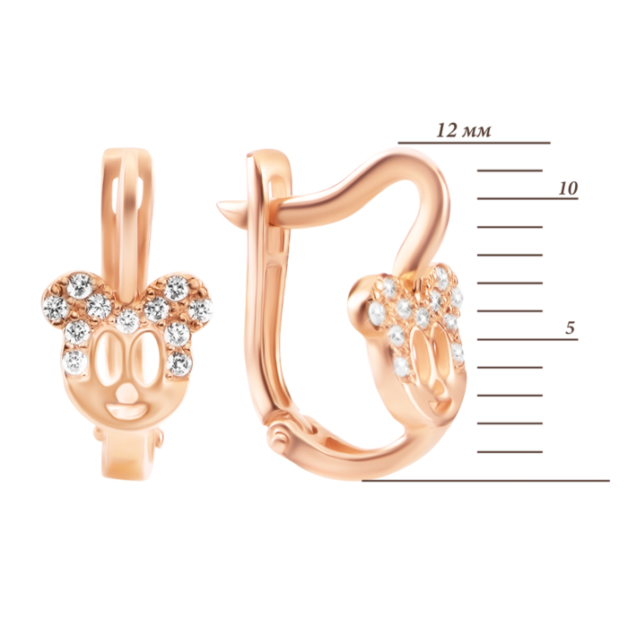 Золотые серьги с фианитами. Артикул UG521/0018/00/01/01