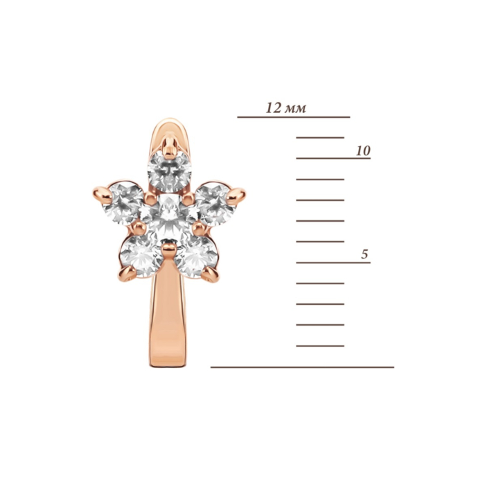 Золоті сережки Квіти з фіанітами. Артикул UG521/0030/00/01/01