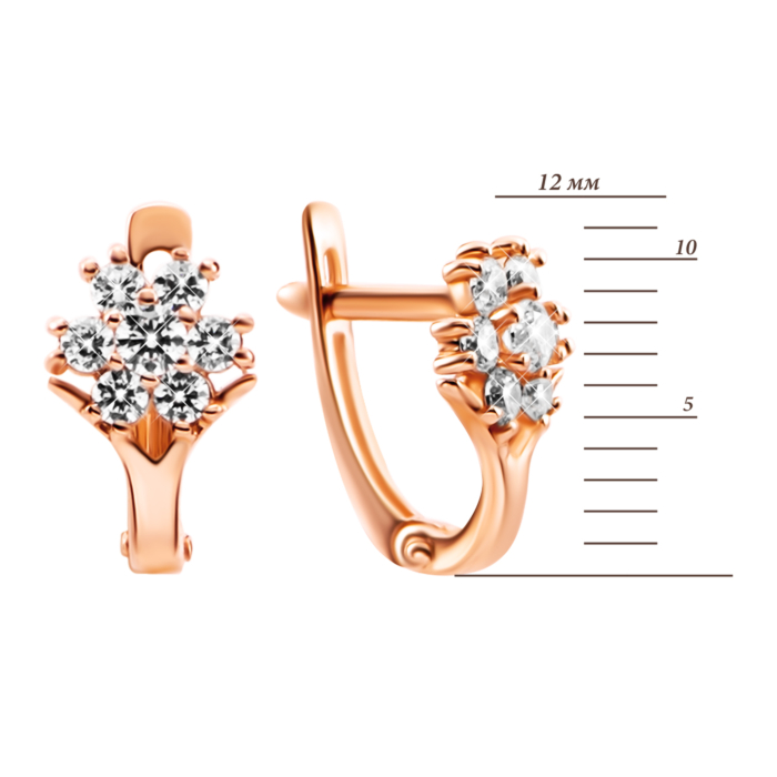 Золоті сережки з фіанітами. Артикул UG521/0045/00/01/01