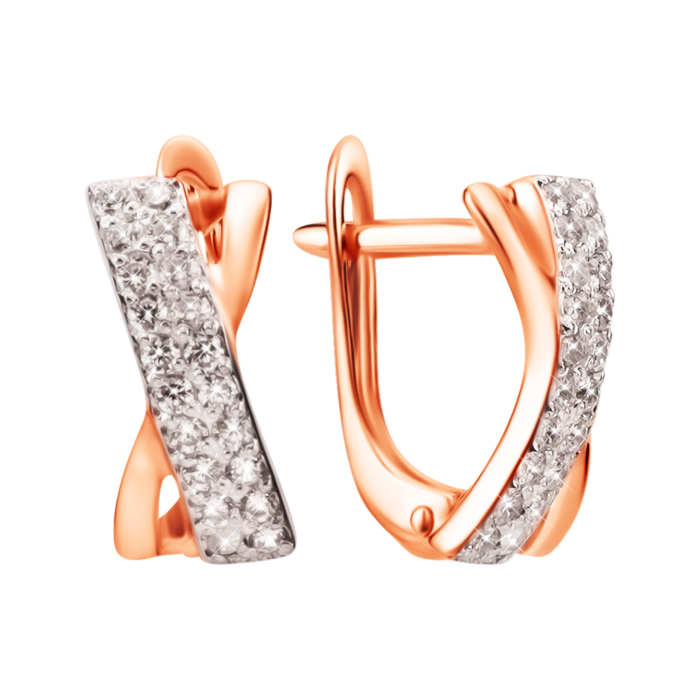 Золотые серьги с фианитами. Артикул UG521/0116/01/01/01