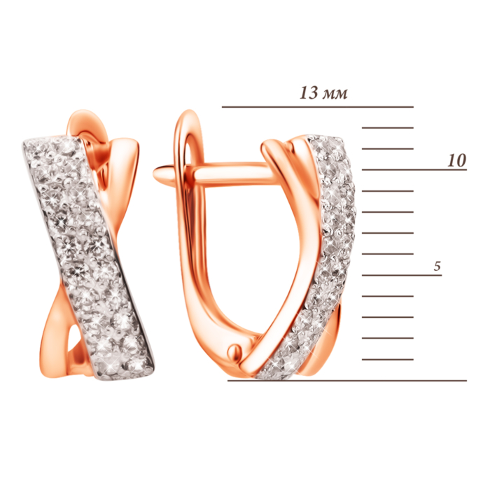 Золотые серьги с фианитами. Артикул UG521/0116/01/01/01