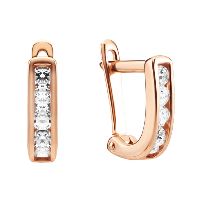 Золоті сережки з фіанітами. Артикул UG521/0250/00/01/01