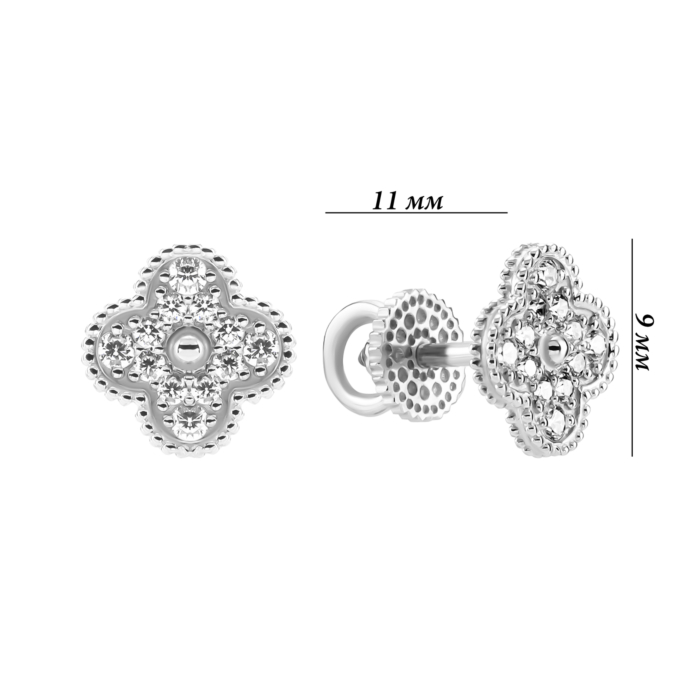 Золоті пусети з фіанітами. Артикул UG521/0295/02/01/02