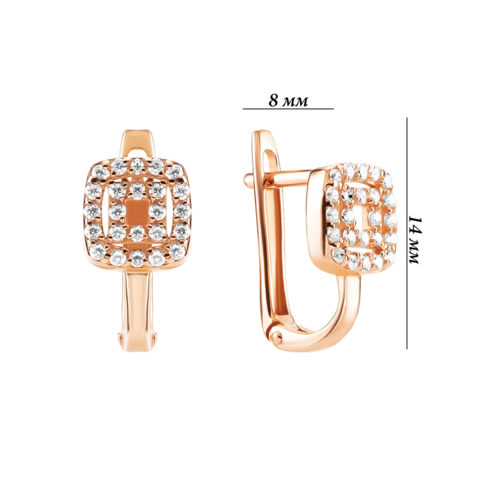 Золоті сережки з фіанітами. Артикул UG521/0310/00/01/01