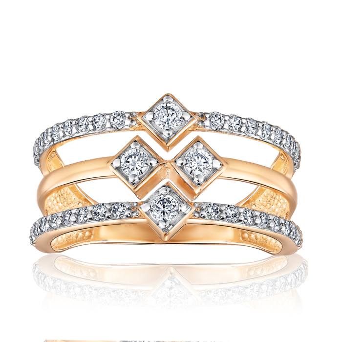 Золота каблучка з фіанітами. Артикул 17126/01/1/161