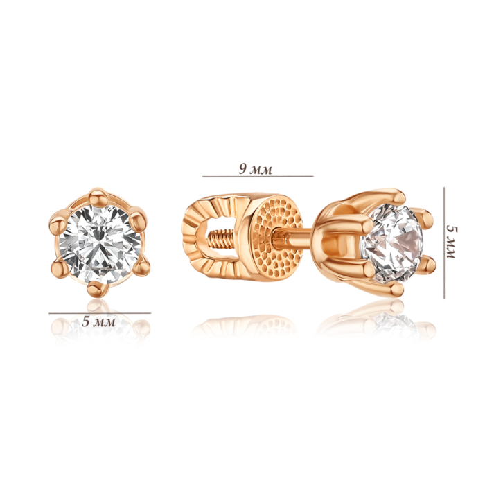 Золоті сережки-пусети з фіанітом Tesori 21060/01/0/4030