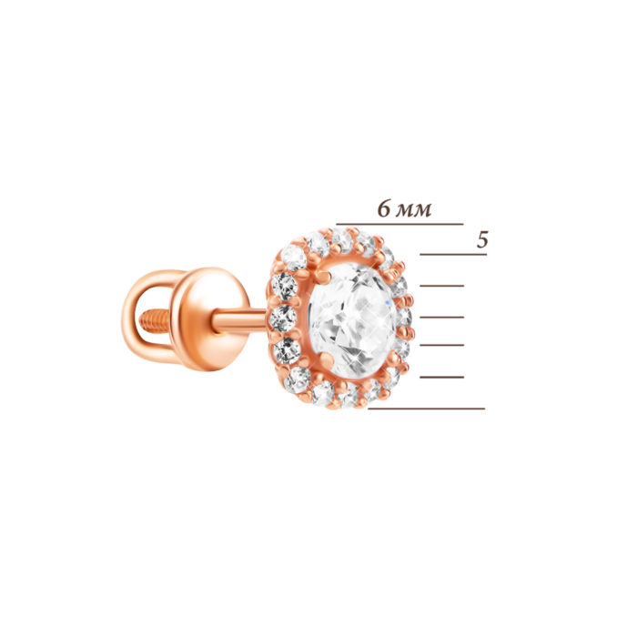 Золоті пусети з фіанітами. Артикул UG5210640210101