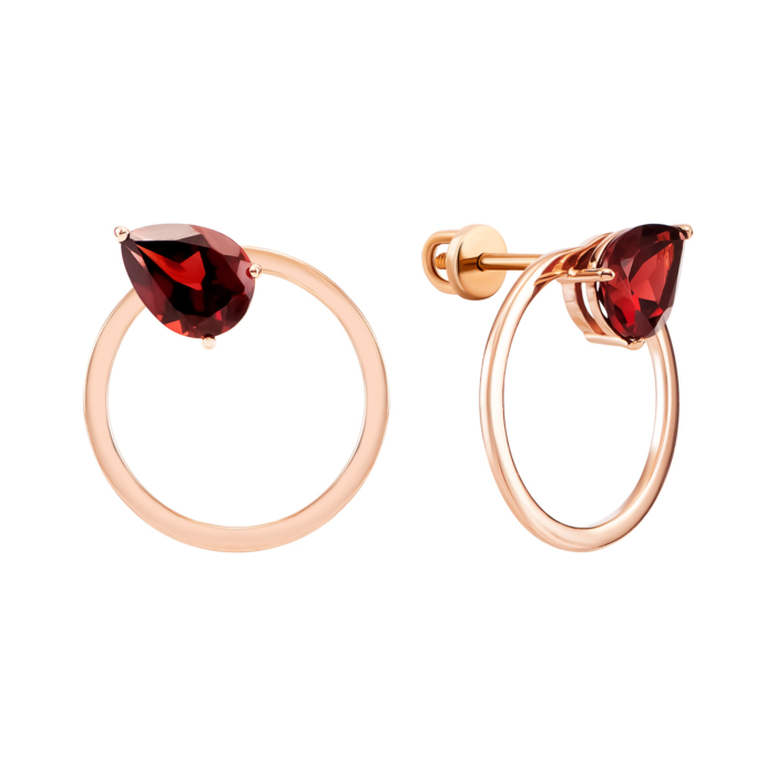 Золоті сережки з гранатом. Артикул UG5211052910101гр