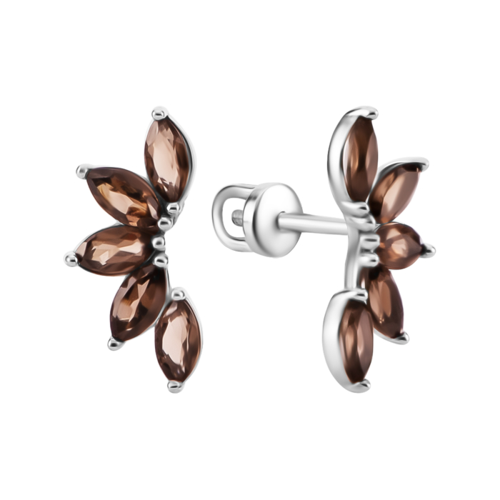 Золоті сережки з димчастим кварцом. Артикул UG5211071410201квд