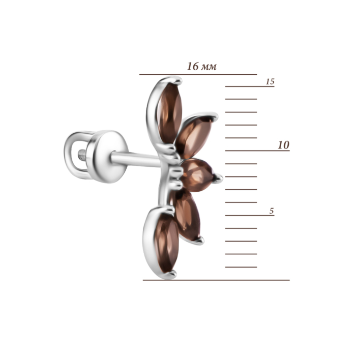 Золоті сережки з димчастим кварцом. Артикул UG5211071410201квд