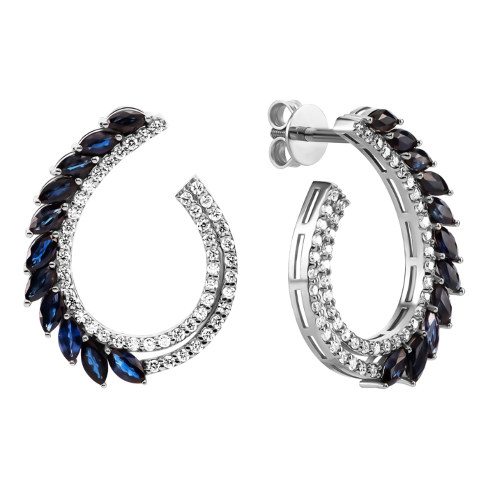 Золоті пусети з сапфіром та діамантами. Артикул UG52111014902 D sap