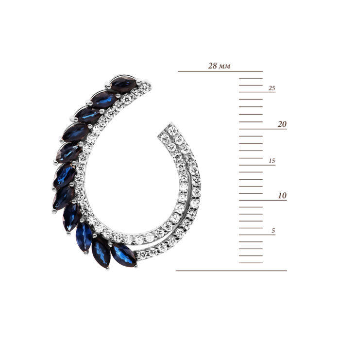 Золоті пусети з сапфіром та діамантами. Артикул UG52111014902 D sap