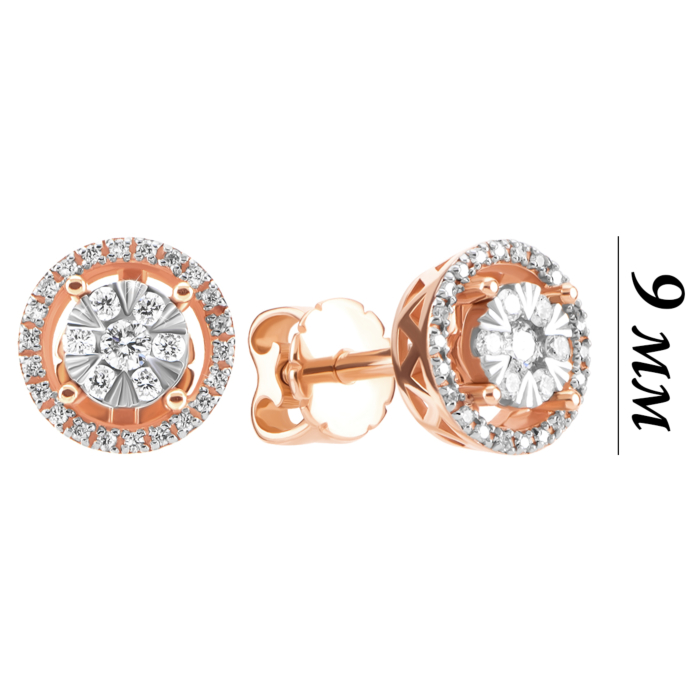 Золотые пусеты с бриллиантами. Артикул UG52111016201 D