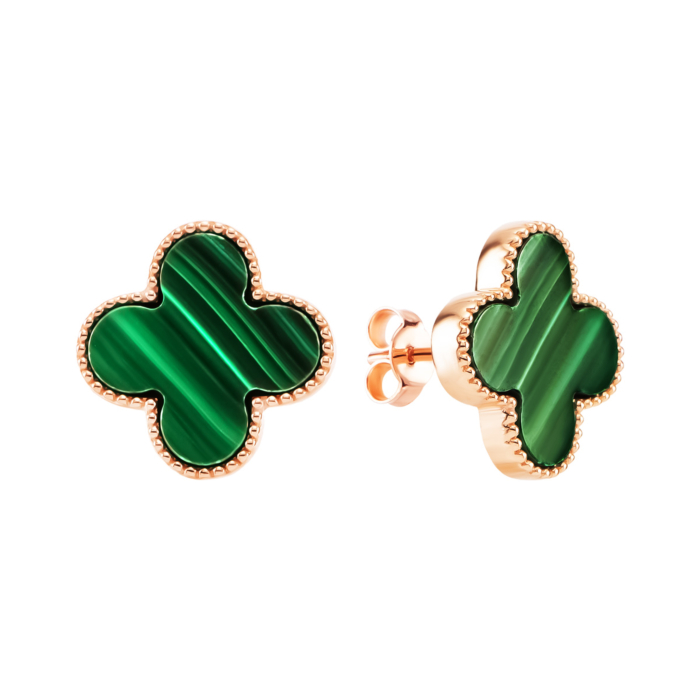 Золоті пусети з малахітом. Артикул UG52111044901