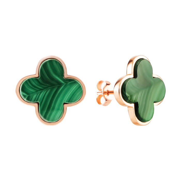 Золоті пусети з малахітом. Артикул UG52111045001