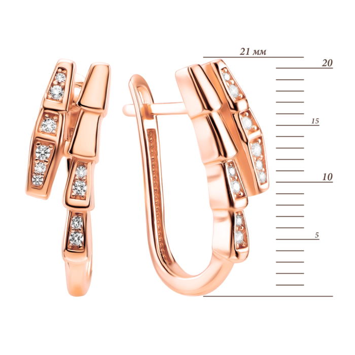 Золотые серьги с фианитами. Артикул UG52111045201