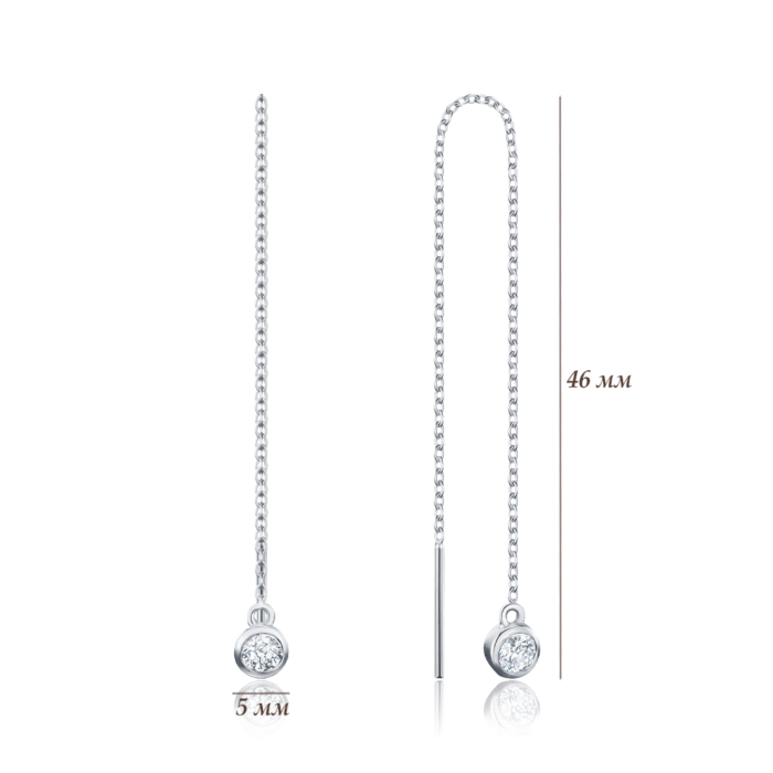 Срібні сережки-протяжки з фіанітом Tesori 40512/12/1/4030