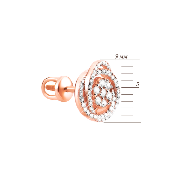 Золотые пусеты с бриллиантами. Артикул UG52190307201