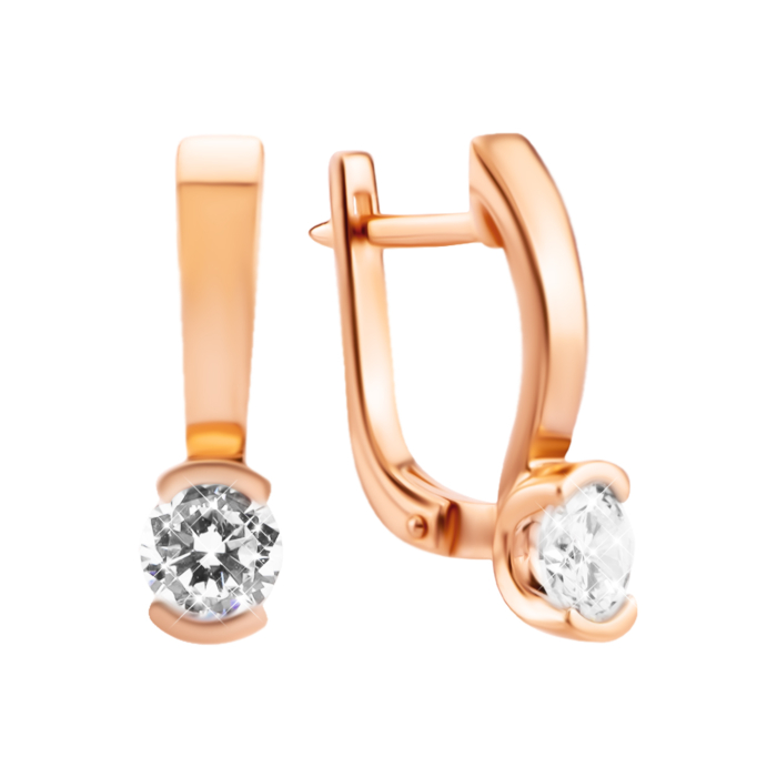 Золоті сережки з фіанітами. Артикул UG5219136010101