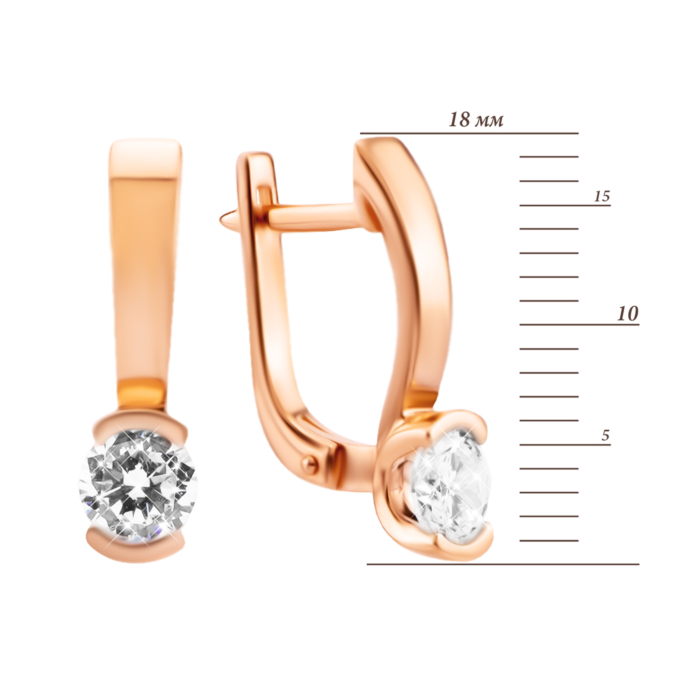 Золоті сережки з фіанітами. Артикул UG5219136010101