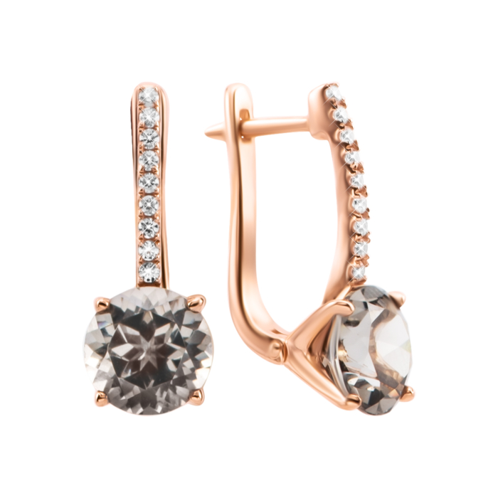 Золоті сережки зі шпінелем нано та фіанітами. Артикул UG5219158510112шнс