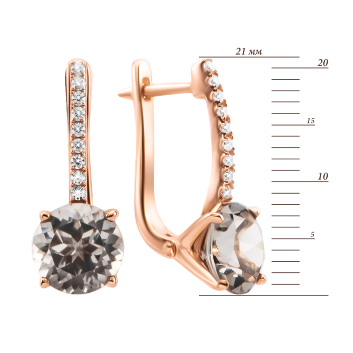 Золоті сережки зі шпінелем нано та фіанітами. Артикул UG5219158510112шнс