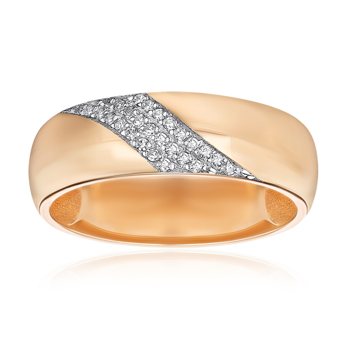Золота обручка з діамантами. Артикул 100022/01/1/8007