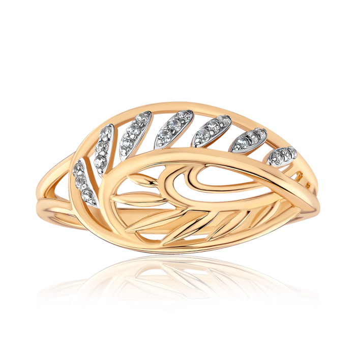 Золота каблучка з фіанітами 18122/01/1/1