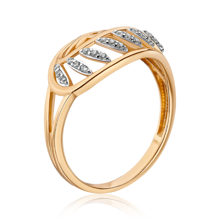 Золота каблучка з фіанітами 18122/01/1/1