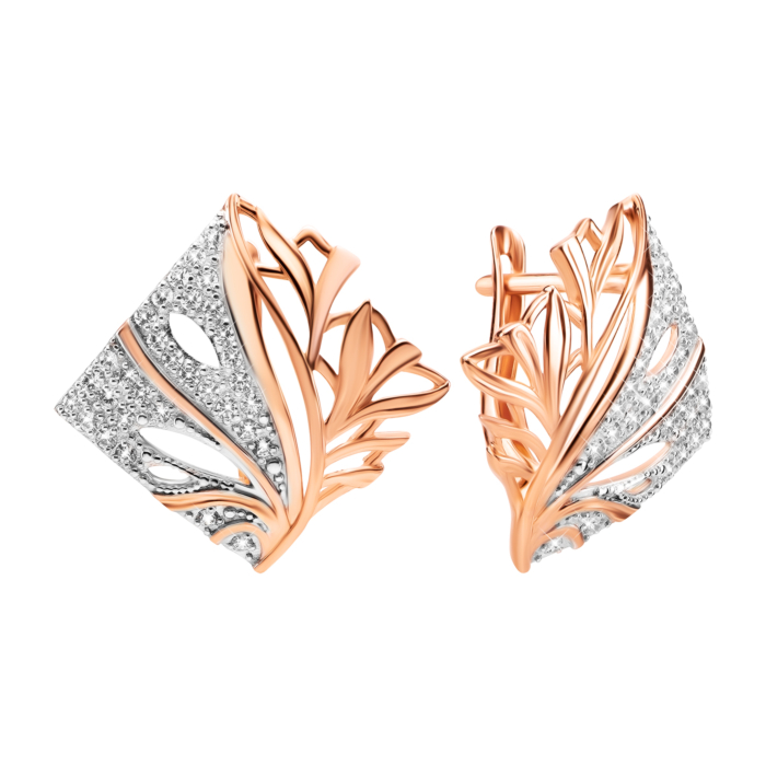 Золоті сережки з фіанітами. Артикул UG522216/01/1/13