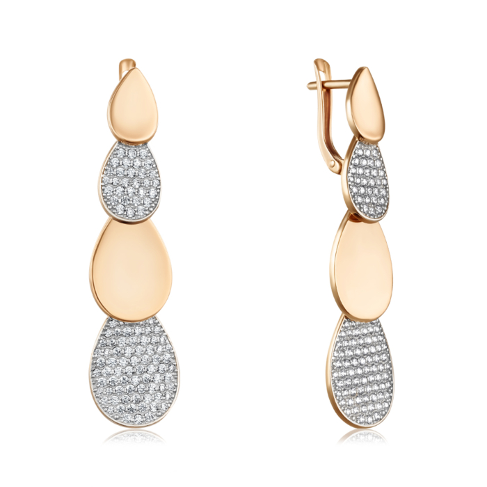 Золоті сережки з фіанітами. Артикул 22485/01/1/36