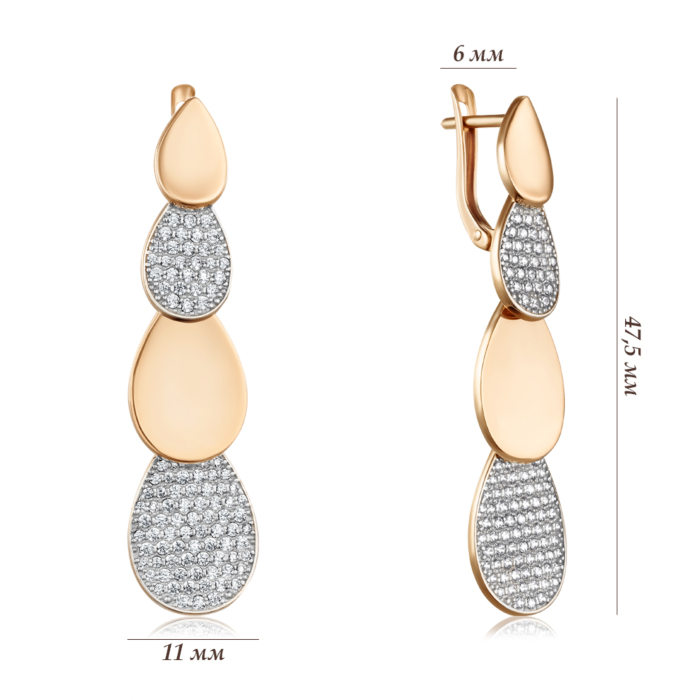 Золоті сережки з фіанітами. Артикул 22485/01/1/36