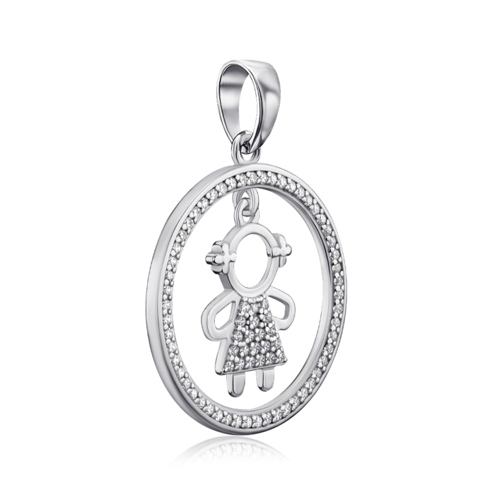 Срібна підвіска Дівчинка з фіанітами 35822/12/1/1