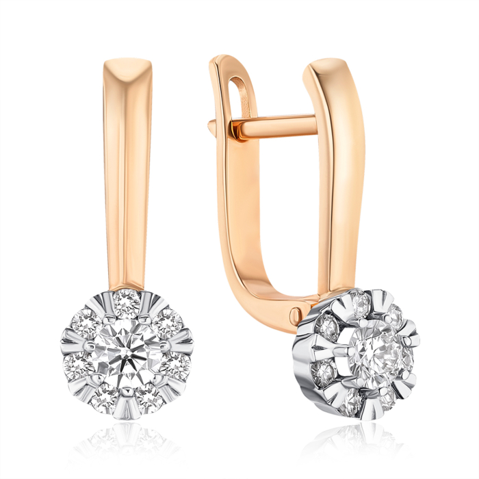 Золоті сережки з діамантами. Артикул 520132/14/1/10831