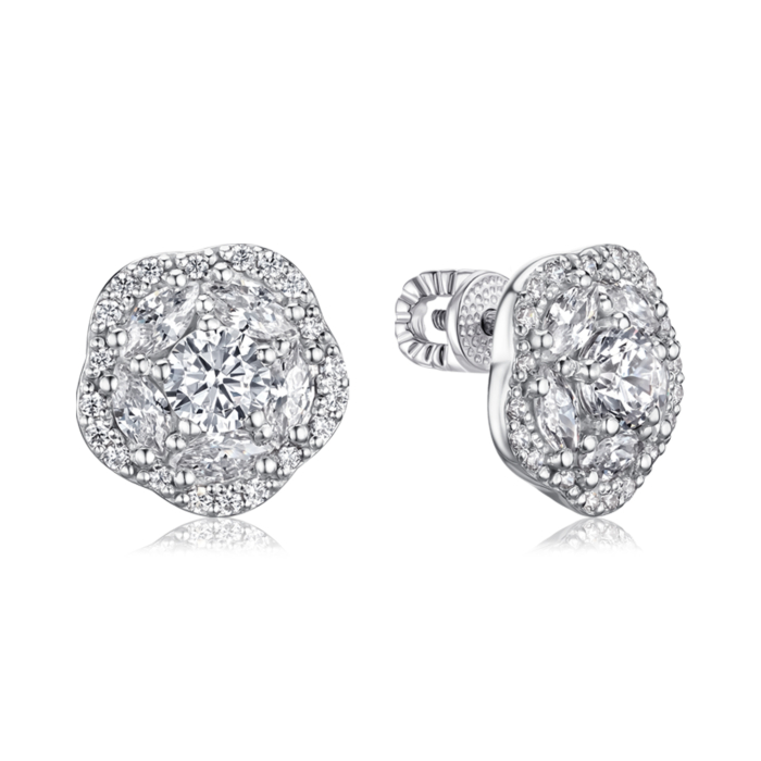 Срібні сережки-пусети з фіанітами 41332/12/1/21248