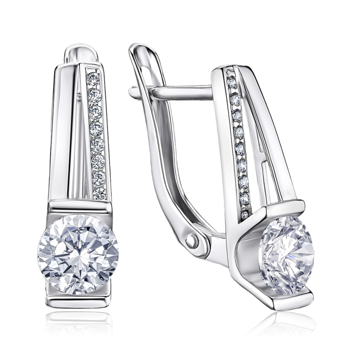 Золотые серьги с фианитами Tesori. Артикул 22242/02/1/4207