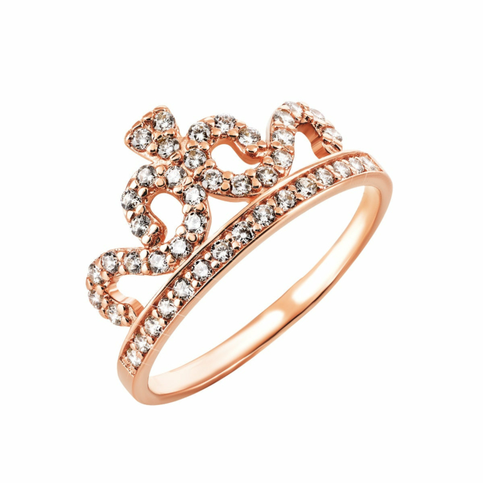 Золотое кольцо Корона с фианитами. Артикул UG5КВ2432