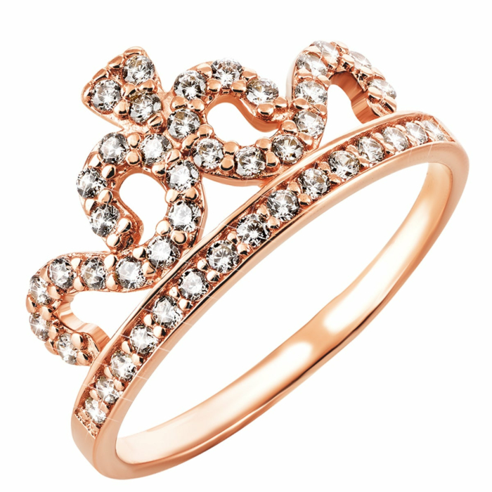 Золотое кольцо Корона с фианитами. Артикул UG5КВ2432