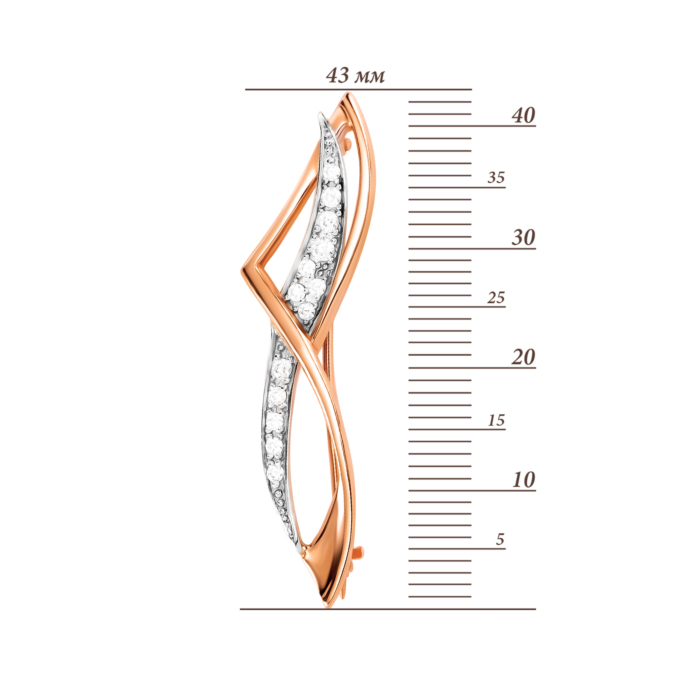 Золота брошка з фіанітами. Артикул UG5БШ248и